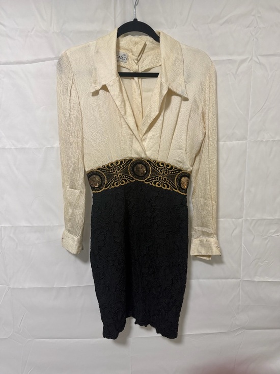 Liancarlo Dresses & Skirts - Liancarlo VintageTwo-Tone Long Sleeve Dress with Gold Embroidered Waist